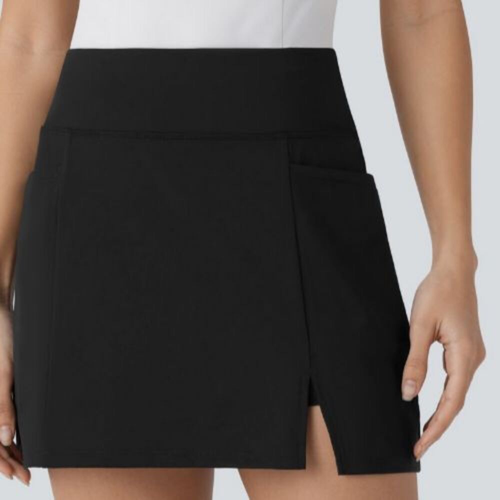 Halara Black High Waisted Front Pocket Cool Touch Quick Dry Golf Skort Sz Small